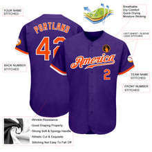Load image into Gallery viewer, Custom Purple Orange-White Authentic Baseball Jersey
