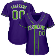 Laden Sie das Bild in den Galerie-Viewer, Custom Purple Neon Green-White Authentic Baseball Jersey

