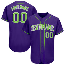 Laden Sie das Bild in den Galerie-Viewer, Custom Purple Neon Green-White Authentic Baseball Jersey
