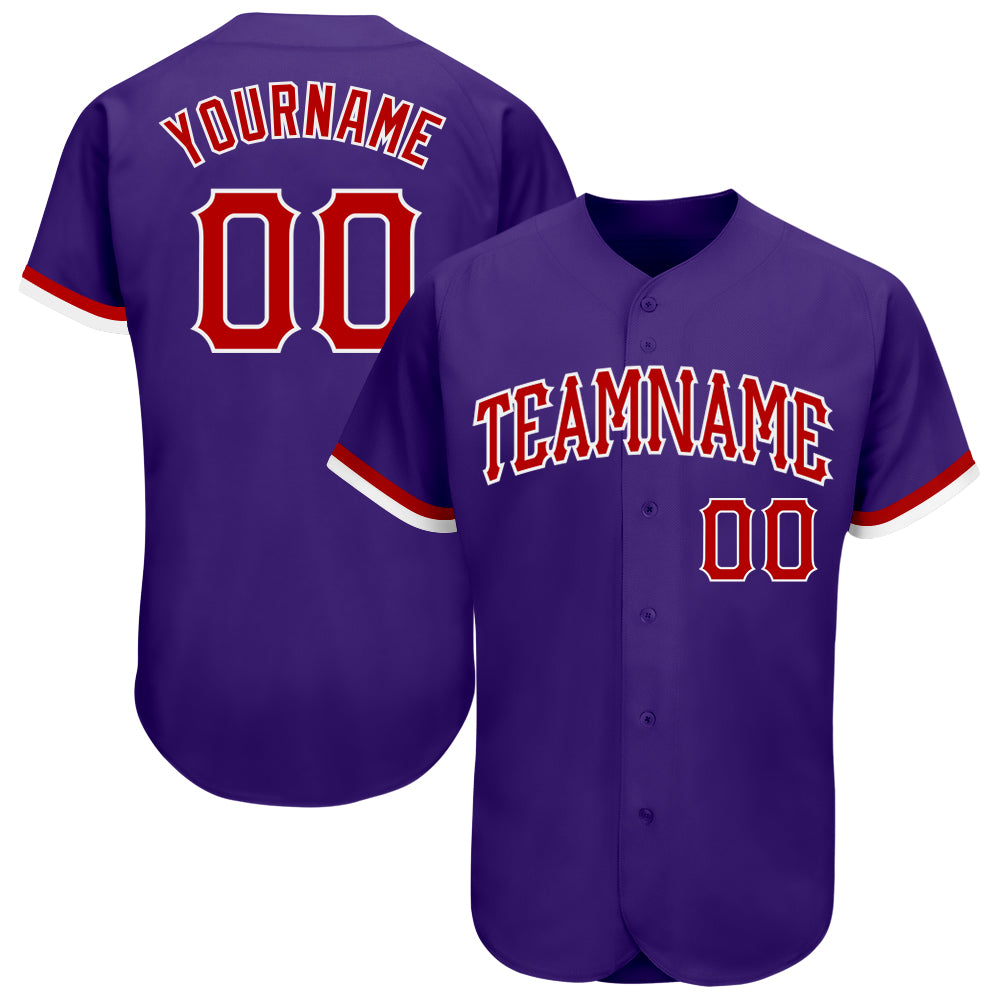 purple and red baseball jersey