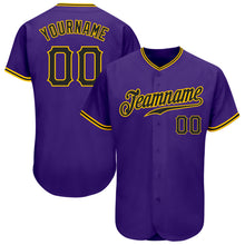 Load image into Gallery viewer, Custom Purple Black-Gold Authentic Baseball Jersey
