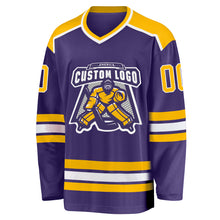 Загрузить изображение в средство просмотра галереи, Custom Purple Gold-White Hockey Jersey
