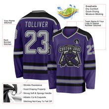 Load image into Gallery viewer, Custom Purple Gray Black-White Hockey Jersey
