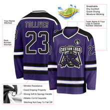 Загрузить изображение в средство просмотра галереи, Custom Purple Black-White Hockey Jersey
