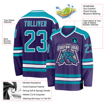 Загрузить изображение в средство просмотра галереи, Custom Purple Teal-White Hockey Jersey
