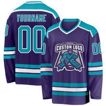 Загрузить изображение в средство просмотра галереи, Custom Purple Teal-White Hockey Jersey
