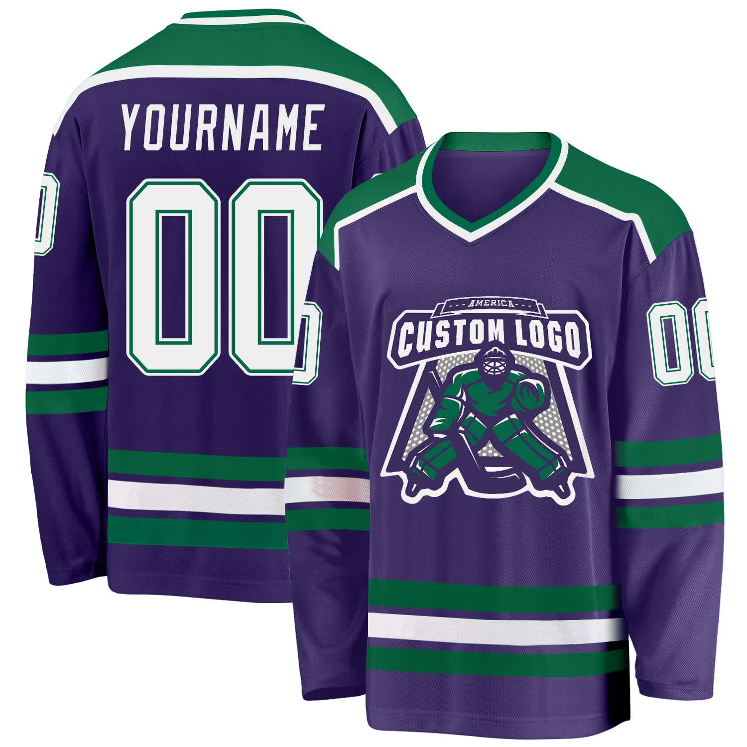 Custom Hockey Jerseys with The Johnny Canuck Twill Logo Youth Small / (Just Number) / Blue