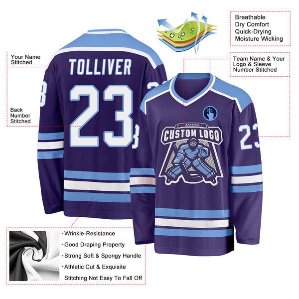 Cheap Custom Purple White-Light Blue Hockey Jersey Free Shipping –  CustomJerseysPro