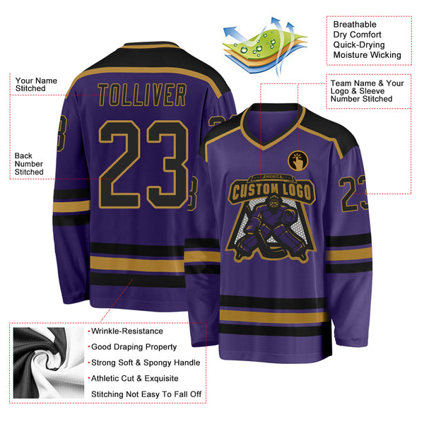 Cheap Custom Old Gold Purple-Black Hockey Jersey Free Shipping –  CustomJerseysPro