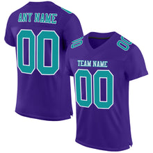 Laden Sie das Bild in den Galerie-Viewer, Custom Purple Aqua-White Mesh Authentic Football Jersey
