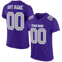 Load image into Gallery viewer, Custom Purple Gray-White Mesh Authentic Football Jersey
