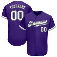 Laden Sie das Bild in den Galerie-Viewer, Custom Purple White Black-Gray Authentic Baseball Jersey
