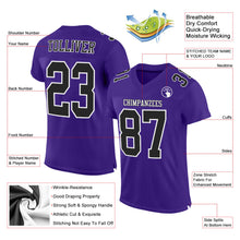 Laden Sie das Bild in den Galerie-Viewer, Custom Purple Black-White Mesh Authentic Football Jersey
