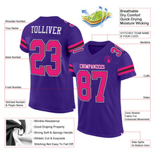 Laden Sie das Bild in den Galerie-Viewer, Custom Purple Hot Pink-Black Mesh Authentic Football Jersey
