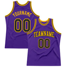 Charger l&#39;image dans la galerie, Custom Purple Black-Gold Authentic Throwback Basketball Jersey
