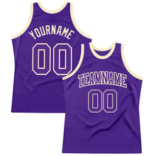Laden Sie das Bild in den Galerie-Viewer, Custom Purple Purple-Cream Authentic Throwback Basketball Jersey
