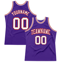 Загрузить изображение в средство просмотра галереи, Custom Purple White-Red Authentic Throwback Basketball Jersey
