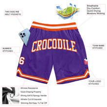 Load image into Gallery viewer, Custom Purple White-Orange Authentic Throwback Basketball Shorts
