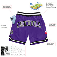 Load image into Gallery viewer, Custom Purple Black-White Authentic Throwback Basketball Shorts
