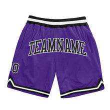 Laden Sie das Bild in den Galerie-Viewer, Custom Purple Black-White Authentic Throwback Basketball Shorts
