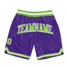 Laden Sie das Bild in den Galerie-Viewer, Custom Purple Neon Green-White Authentic Throwback Basketball Shorts
