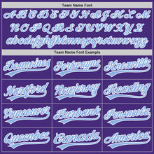 Load image into Gallery viewer, Custom Purple Light Blue-White Authentic Baseball Jersey
