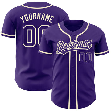 Custom Purple Purple-Cream Authentic Baseball Jersey