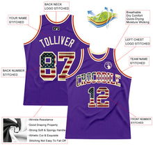 Laden Sie das Bild in den Galerie-Viewer, Custom Purple Vintage USA Flag-Cream Authentic Throwback Basketball Jersey
