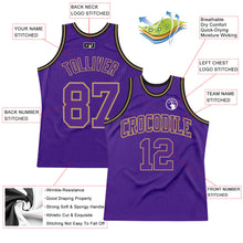 Laden Sie das Bild in den Galerie-Viewer, Custom Purple Purple Old Gold-Black Authentic Throwback Basketball Jersey
