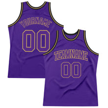 Laden Sie das Bild in den Galerie-Viewer, Custom Purple Purple Old Gold-Black Authentic Throwback Basketball Jersey
