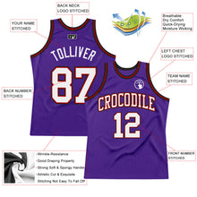 Загрузить изображение в средство просмотра галереи, Custom Purple White Red-Black Authentic Throwback Basketball Jersey
