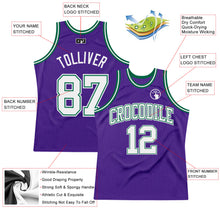 Laden Sie das Bild in den Galerie-Viewer, Custom Purple White-Kelly Green Authentic Throwback Basketball Jersey
