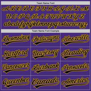 Custom Purple Black Pinstripe Black-Gold Authentic Baseball Jersey