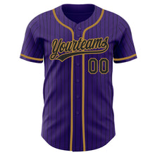 Load image into Gallery viewer, Custom Purple Black Pinstripe Black-Old Gold Authentic Baseball Jersey
