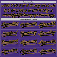 Load image into Gallery viewer, Custom Purple Black Pinstripe Black-Old Gold Authentic Baseball Jersey
