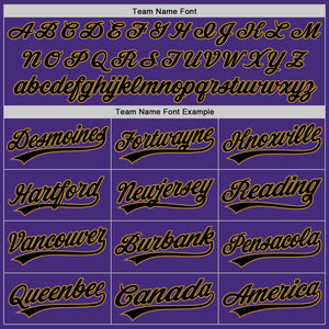 Custom Purple Black Pinstripe Black-Old Gold Authentic Baseball Jersey