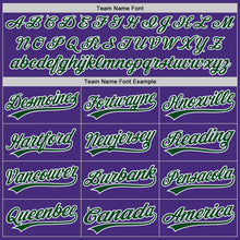 Load image into Gallery viewer, Custom Purple White Pinstripe Green Authentic Baseball Jersey
