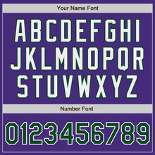 Load image into Gallery viewer, Custom Purple White Pinstripe Green Authentic Baseball Jersey
