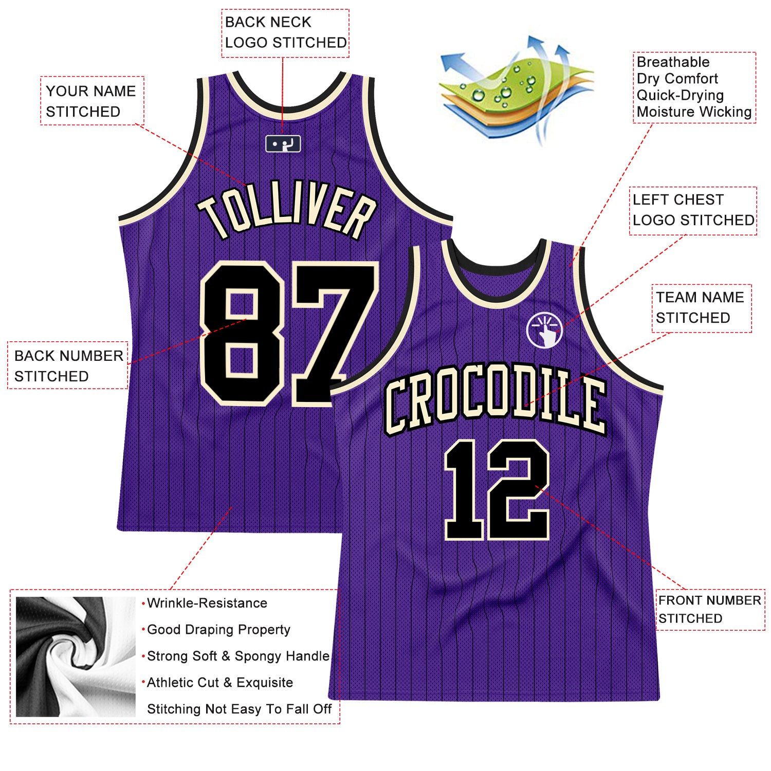 Cheap Custom Purple Black-Cream Authentic Throwback Basketball Jersey Free  Shipping – CustomJerseysPro