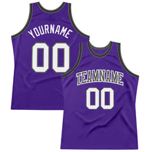 Laden Sie das Bild in den Galerie-Viewer, Custom Purple White Steel Gray-Black Authentic Throwback Basketball Jersey
