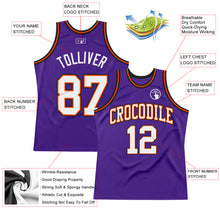 Laden Sie das Bild in den Galerie-Viewer, Custom Purple White Orange-Black Authentic Throwback Basketball Jersey
