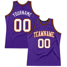 Загрузить изображение в средство просмотра галереи, Custom Purple White Orange-Black Authentic Throwback Basketball Jersey
