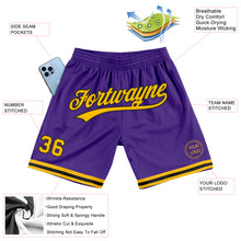 Laden Sie das Bild in den Galerie-Viewer, Custom Purple Gold-Black Authentic Throwback Basketball Shorts
