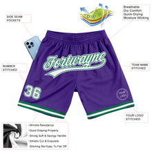 Laden Sie das Bild in den Galerie-Viewer, Custom Purple White-Kelly Green Authentic Throwback Basketball Shorts
