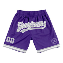 Load image into Gallery viewer, Custom Purple Gray-White Authentic Throwback Basketball Shorts
