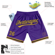 Laden Sie das Bild in den Galerie-Viewer, Custom Purple Old Gold-Black Authentic Throwback Basketball Shorts
