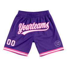 Load image into Gallery viewer, Custom Purple White-Pink Authentic Throwback Basketball Shorts
