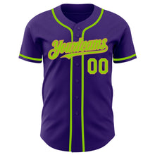 Laden Sie das Bild in den Galerie-Viewer, Custom Purple Neon Green-Old Gold Authentic Baseball Jersey
