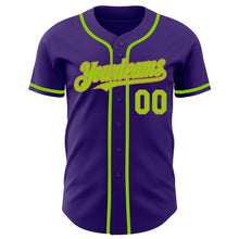 Load image into Gallery viewer, Custom Purple Neon Green-Old Gold Authentic Baseball Jersey
