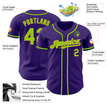 Laden Sie das Bild in den Galerie-Viewer, Custom Purple Neon Green-Old Gold Authentic Baseball Jersey
